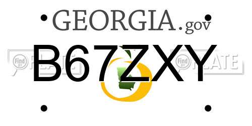 B67ZXY Georgia License Plate
