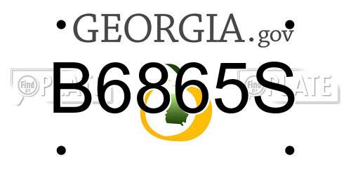B6865S Georgia License Plate
