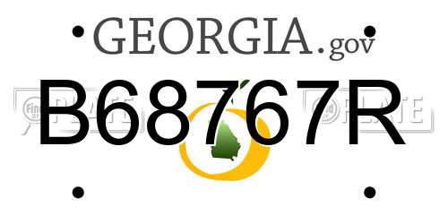 B68767R Georgia License Plate