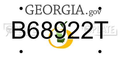 B68922T Georgia License Plate