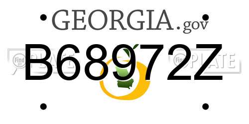 B68972Z Georgia License Plate