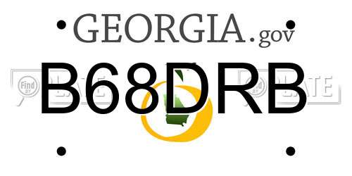 B68DRB Georgia License Plate
