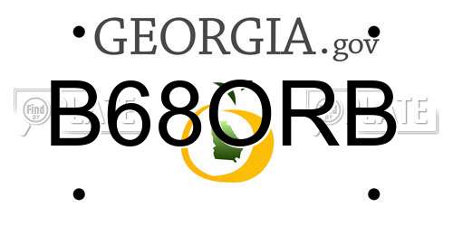 B68ORB Georgia License Plate