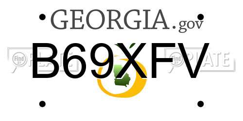 B69XFV Georgia License Plate