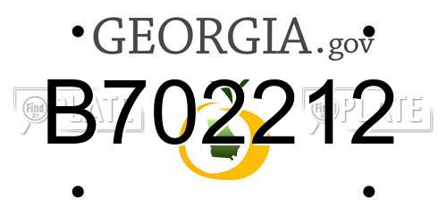 B702212 Georgia License Plate