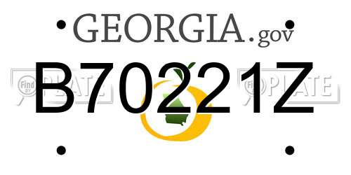 B70221Z Georgia License Plate