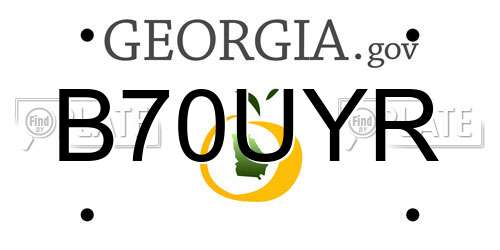 B70UYR Georgia License Plate