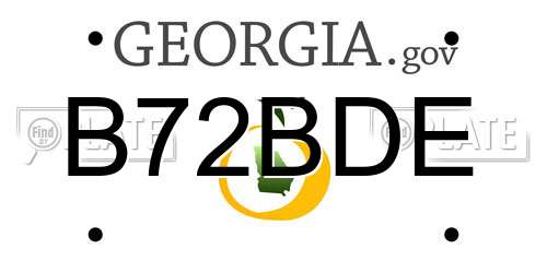 B72BDE Georgia License Plate