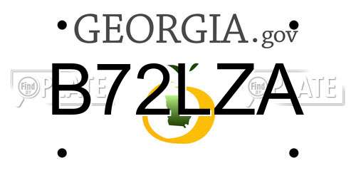 B72LZA Georgia License Plate