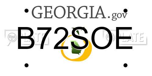 B72SOE Georgia License Plate