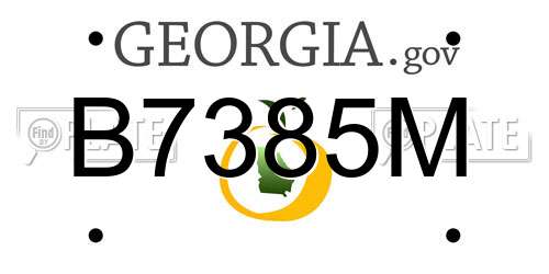 B7385M Georgia License Plate
