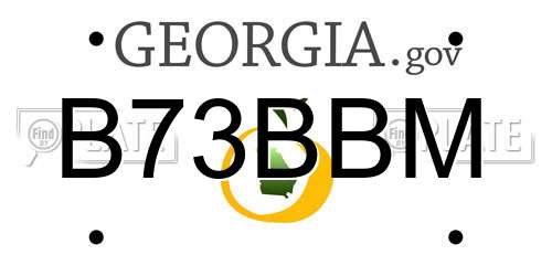 B73BBM Georgia License Plate