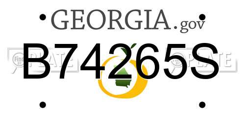 B74265S Georgia License Plate