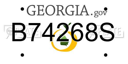 B74268S Georgia License Plate