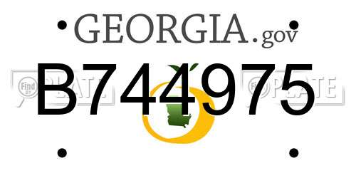 B744975 Georgia License Plate
