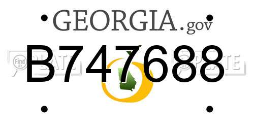 B747688 Georgia License Plate