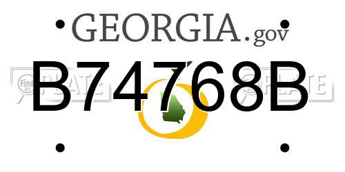 B74768B Georgia License Plate