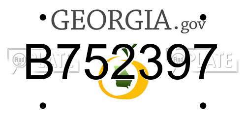 B752397 Georgia License Plate