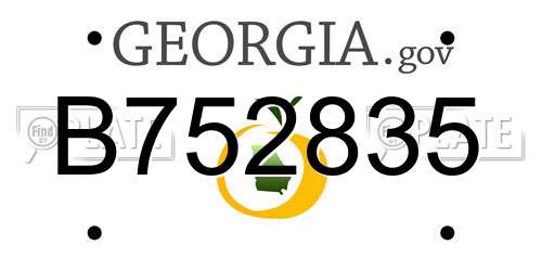 B752835 Georgia License Plate