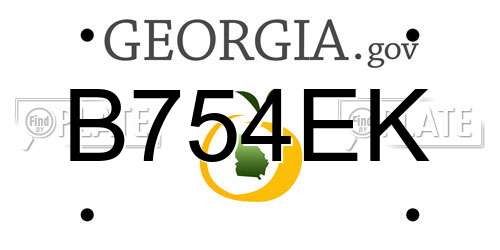 B754EK Georgia License Plate