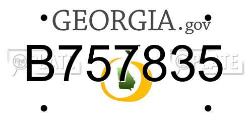 B757835 Georgia License Plate