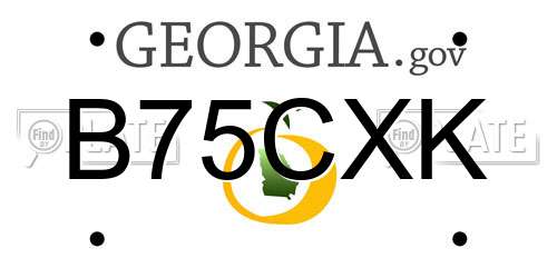B75CXK Georgia License Plate