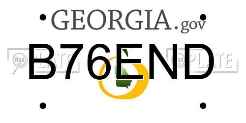 B76END Georgia License Plate