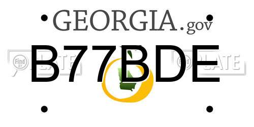 B77BDE Georgia License Plate