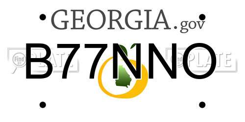 B77NNO Georgia License Plate