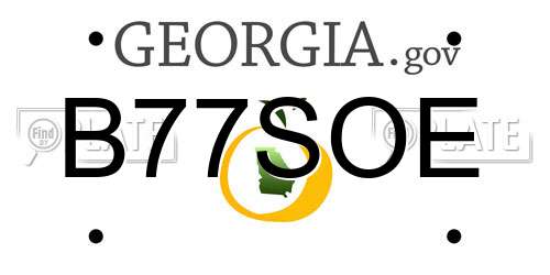 B77SOE Georgia License Plate