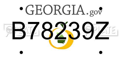 B78239Z Georgia License Plate