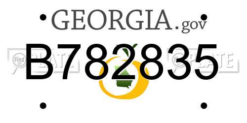 B782835 Georgia License Plate