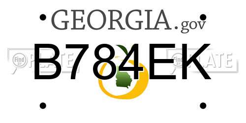 B784EK Georgia License Plate
