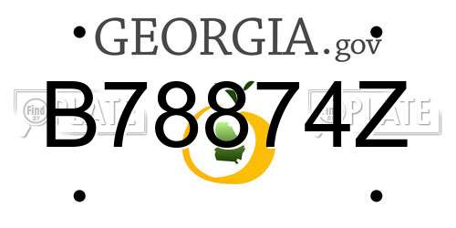 B78874Z Georgia License Plate