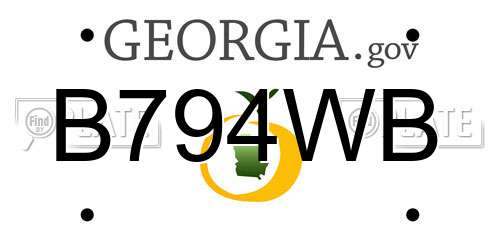 B794WB Georgia License Plate