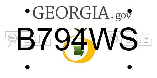 B794WS Georgia License Plate