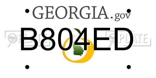 B804ED Georgia License Plate