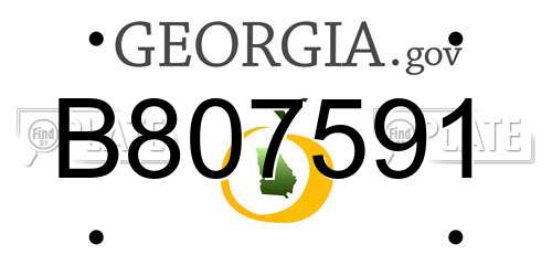 B807591 Georgia License Plate