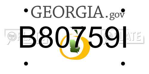 B80759I Georgia License Plate