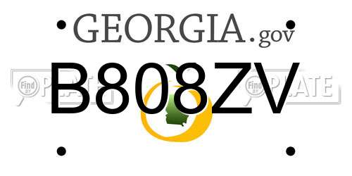 B808ZV Georgia License Plate