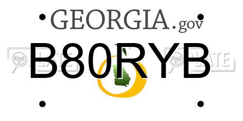 B80RYB Georgia License Plate