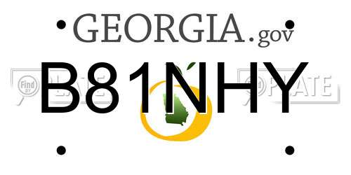 B81NHY Georgia License Plate