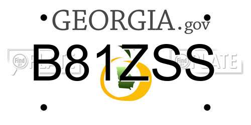 B81ZSS Georgia License Plate