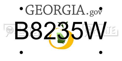 B8235W Georgia License Plate
