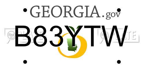 B83YTW Georgia License Plate