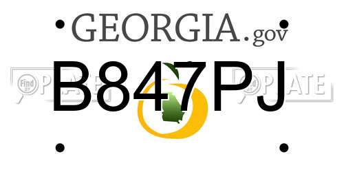 B847PJ Georgia License Plate