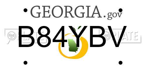 B84YBV Georgia License Plate