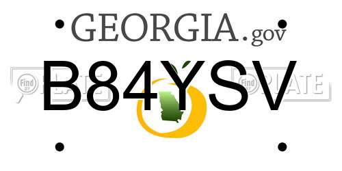 B84YSV Georgia License Plate