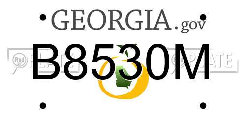 B8530M Georgia License Plate