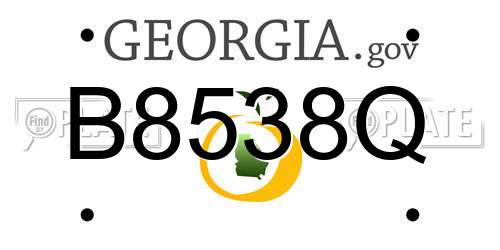 B8538Q Georgia License Plate